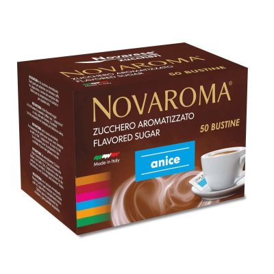 Novaroma zucchero aromatizzato all' anice - box 50 bustine